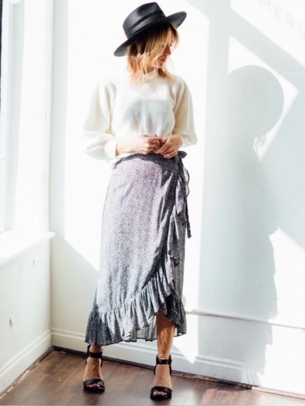 Anine Bing Black & White Pebble Print Skirt